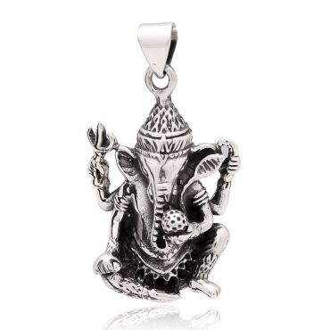 Sterling Silver Peaceful Ganesh Pendent