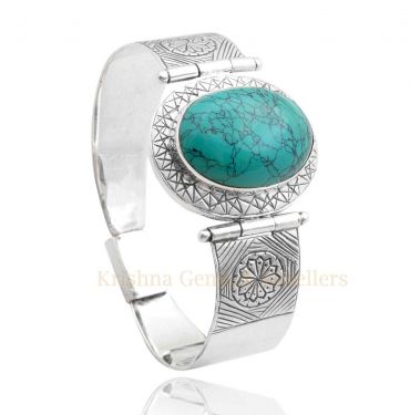 Sterling Silver Designer Turquoise Bangle