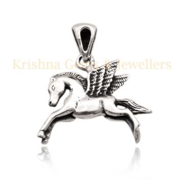Sterling Silver Horse With Feather Pendent 