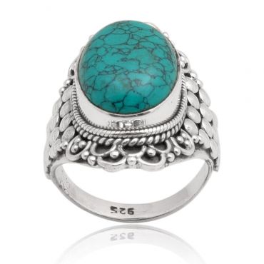 Sterling Silver 12*16 Oval Shape Turquoise Ring