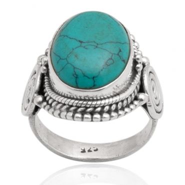 Sterling Silver 12*16mm Oval Shape Turquoise Ring