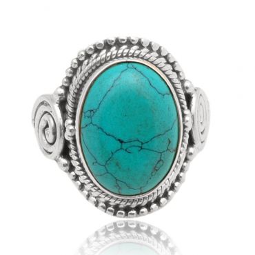 Sterling Silver 12*16mm Oval Shape Turquoise Ring