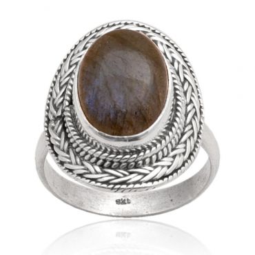 Sterling Silver 10*14 Oval Shape Labradorite Ring