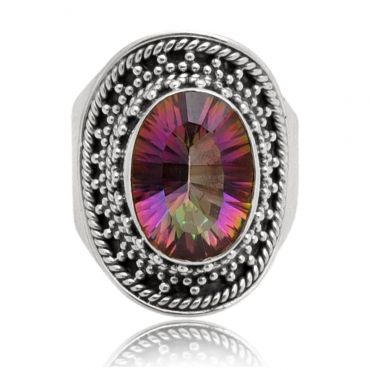 Sterling Silver 10*14 Oval Mystic Topaz Ring