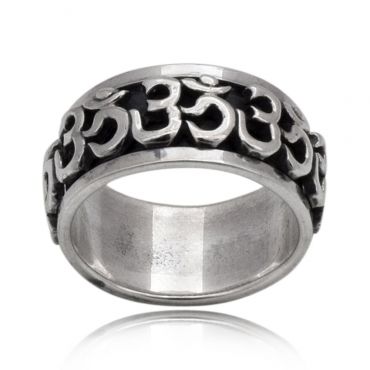 Sterling Silver Symbolic Om Spinner Ring
