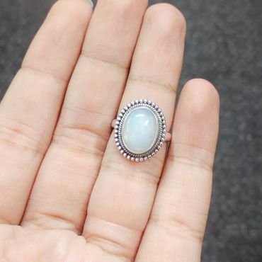 Oval Opal silver ring