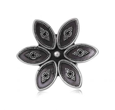Sterling Silver Handmade Lotus Flower Adjustable Cocktail Ring