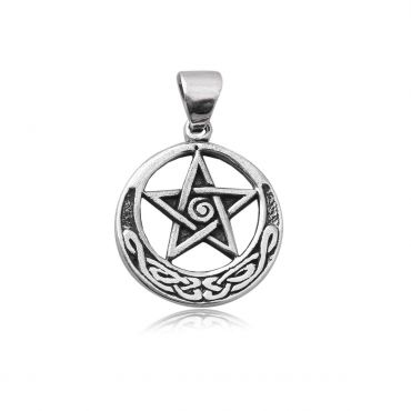 Sterling Silver Star Moon Pendent 