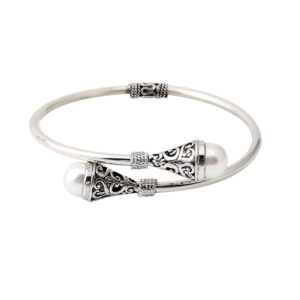 Pearl Drop Bangle in 92.5 Sterling Silver
